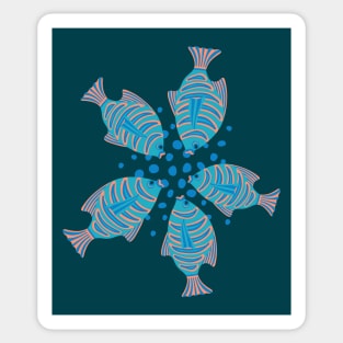 FEEDING TIME Tropical Striped Fish Undersea Ocean Coral Reef Sea Life in Blue Blush Royal Blue - UnBlink Studio by Jackie Tahara Sticker